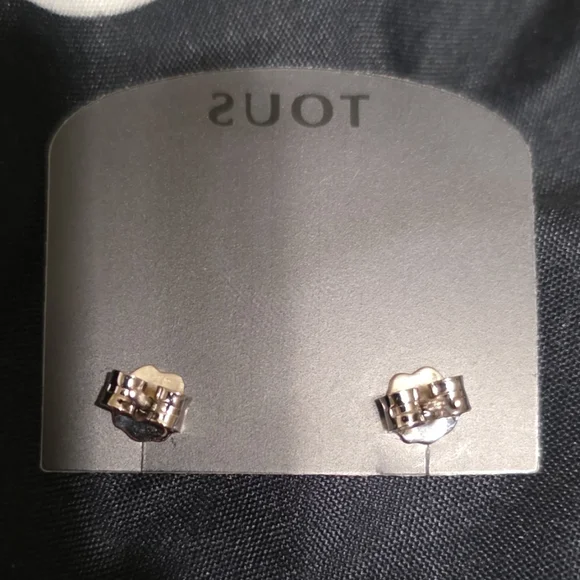 Tous 750 White Gold Stud Earrings Bubble Bear Design Authentic - Picture 2 of 2